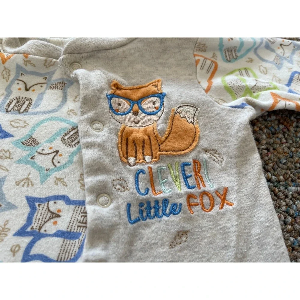 Mini B Boys Clever Little Fox One Piece Footed PJs 6-9M